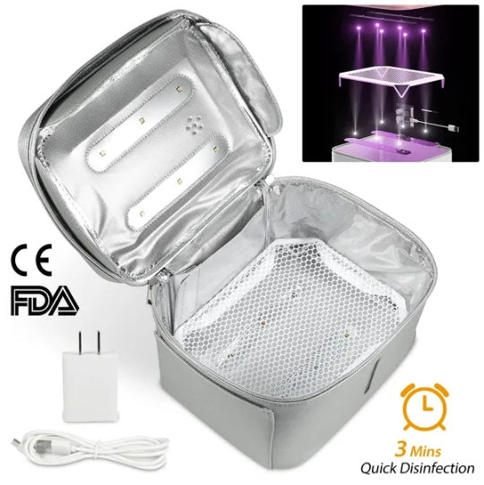 UV Disinfection Bag, Portable LED UV Sanitizer Box USB-Powered Travel UV Cleaner Bag