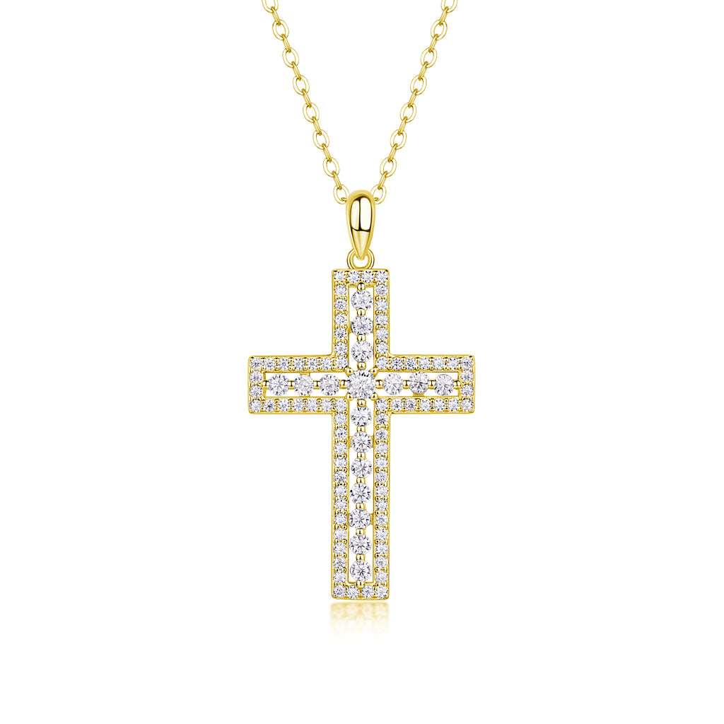 1Shelter - Fashionable Jewelry Pendant Set With Moissanite S925 Sterling Silver And Platinum-plated Cross Diamond, Moissanite Silver Jewelry Prohibit TikTok sales