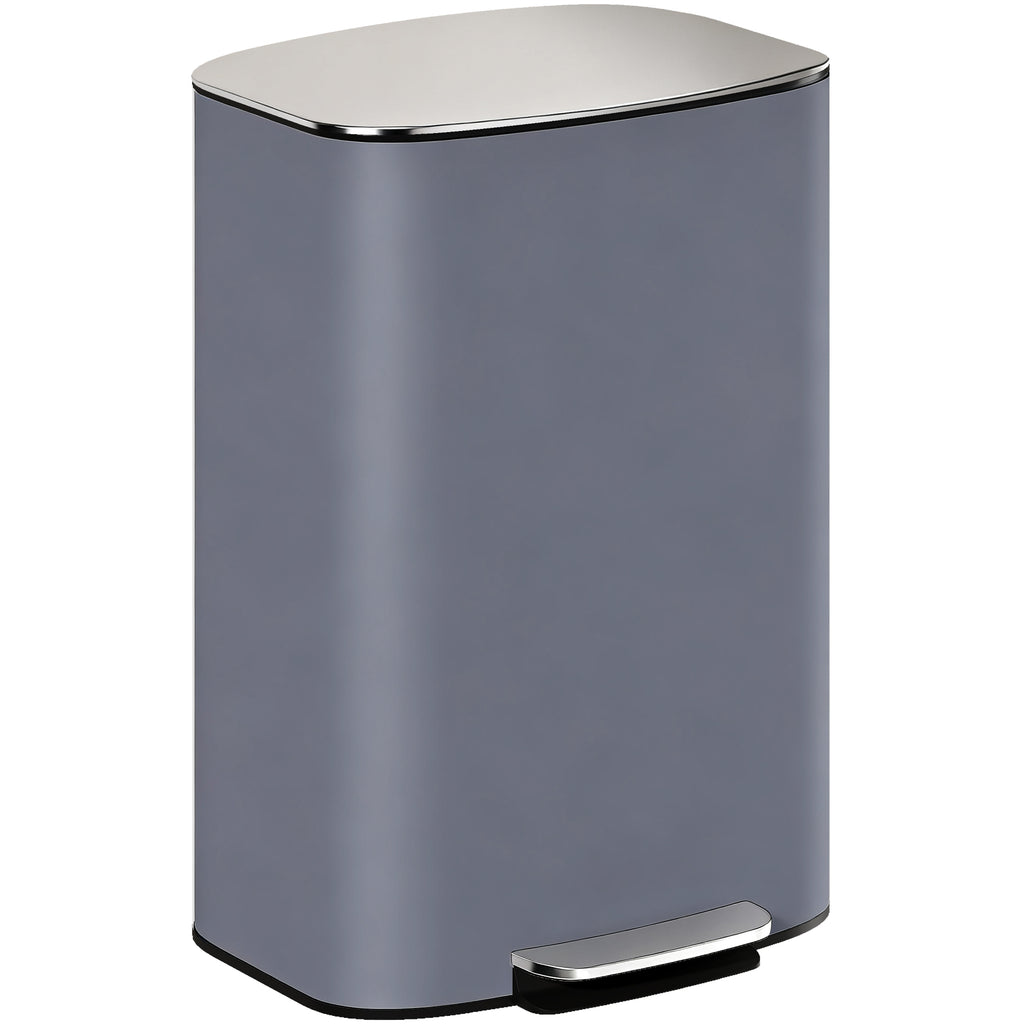 50L Kitchen Bin With Soft-Close Lid And Stay-Open Function, Stainless Steel Pedal Bin With Removable Inner Bucket, Carry Handle For Kitchen, Office, Home, Grey