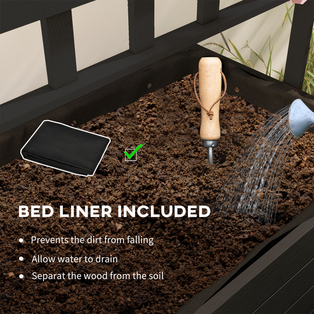 Raised Garden Bed with Trellis and Wheels, Outdoor Planter Wooden Elevated Garden Bed for Garden, Patio, Balcony