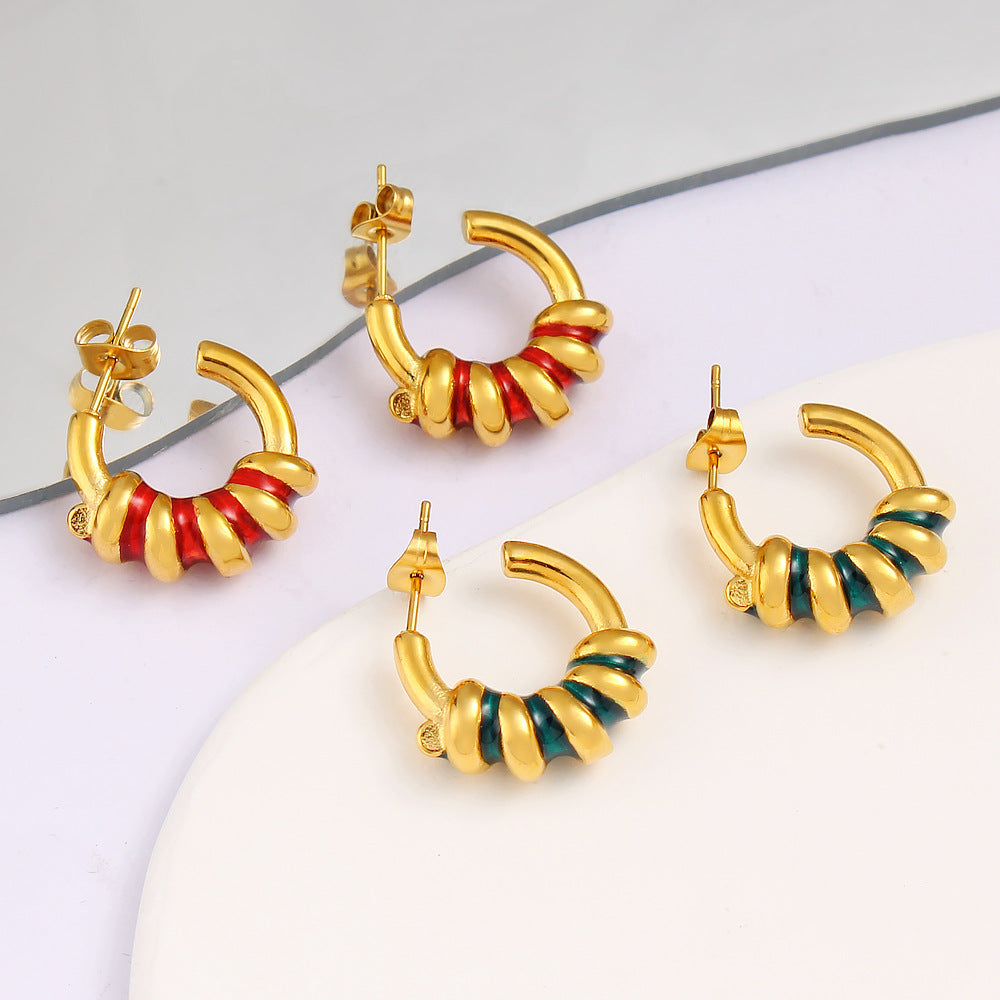 316 Stainless Steel Stud Earrings  Exaggerated Design Minimalist Fashion Ear Jewelry For Women