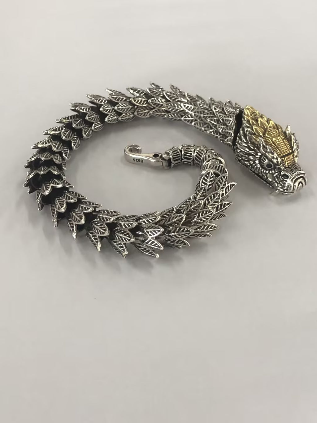 Black Snake Silver-plated Bracelet Men's Retro Style