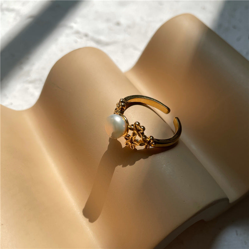 Retro Mid-Ancient Zircon Brushed Ring Elegant High-End Daily Accessory