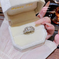 Niche Designer Zircon Inlaid Ring, High Grade Electroplated Open Adjustable Ring