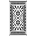 Reversible Outdoor Rug, Waterproof Plastic Straw With Carry Bag, 9 X 18, Black & White Square Patchwork