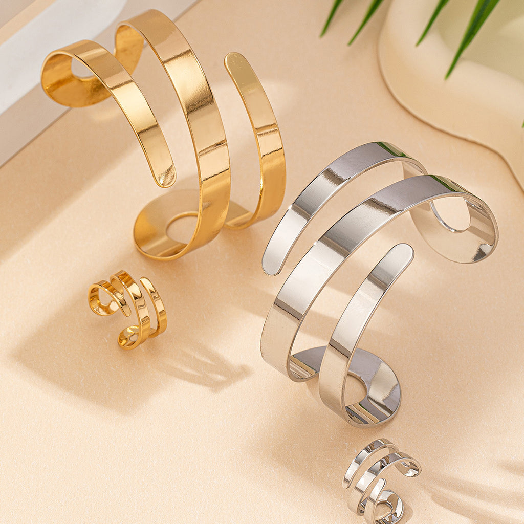 Geometric Hollow-out Bracelet Geometric Hollow-out Ring Jewelry