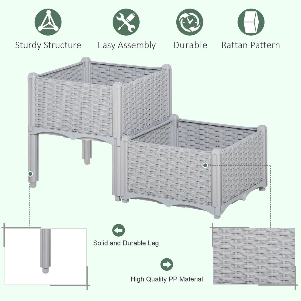 2-Piece Raised Garden Bed With Legs, Self-Watering Planter Box Raised Bed To Grow Flowers