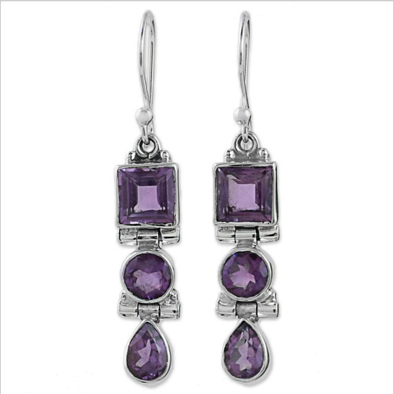 Retro Geometric Round Zircon Trendy Jewelry Earrings For Women