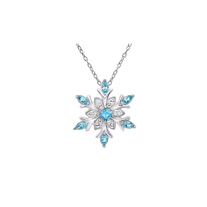 Silver Chain Snowflake Pendant Necklace Made With Austrian Crystals In Silver