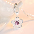 Handmade 925 Sterling Silver Cute Peach Blossom Pendant Necklace