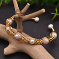 Natural Freshwater Pearl Elastic Bangle Bracelet Jewelry Handmade