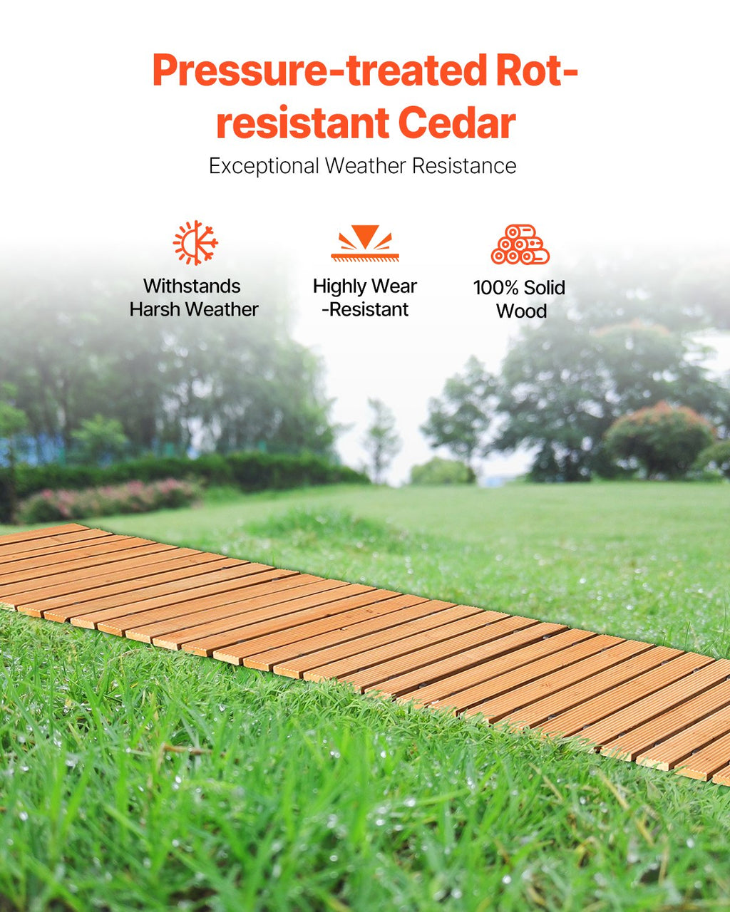 8 Ft L X 17 In W Straight Wooden Garden Pathway Roll Out Garden Walkway