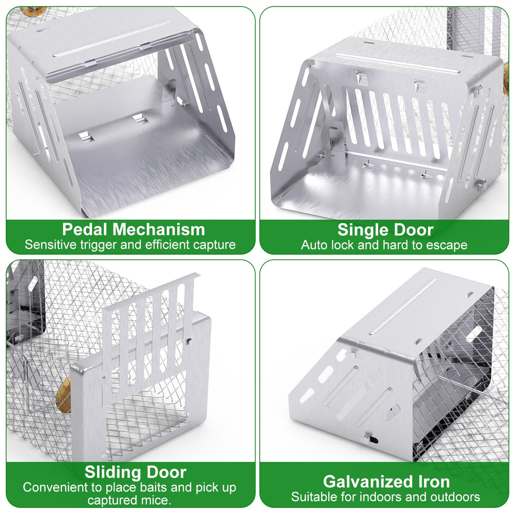 1Pc Automatic Continuous Rat Trap Single Door Mouse Cage Humane Live Animal Trap Cage Indoor Outdoor For Small Rodents Mice Voles