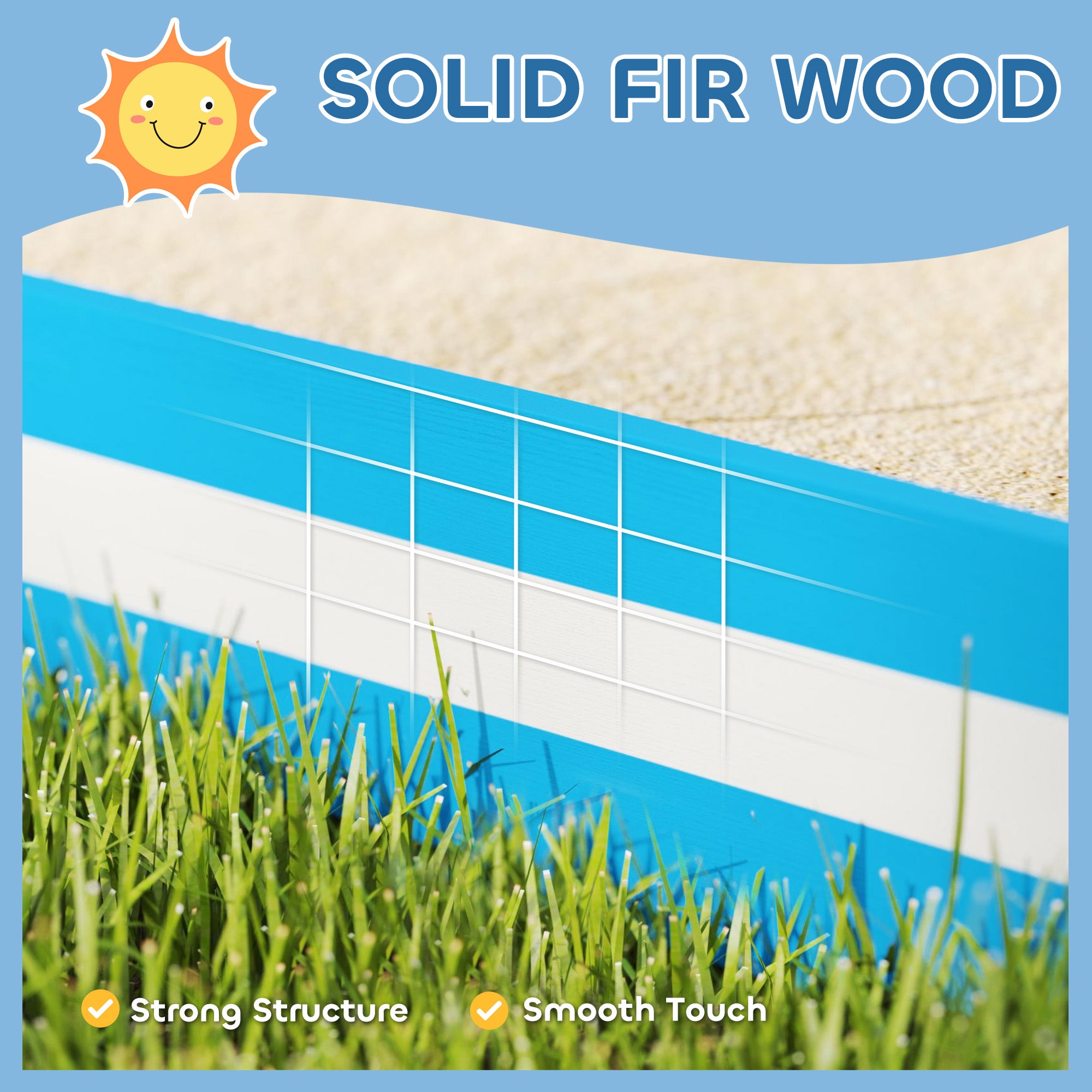 Kids Sandbox With 4 Corner Seats, Bottom Liner For Backyard, Garden, Outdoor, 52 X 52 X 6, Blue
