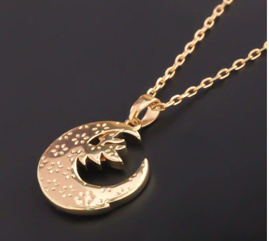 Handmade Enamel Crescent Necklace Original Clavicle