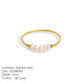 Stainless Steel Natural Freshwater Pearl Ring