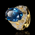 New Arrival Jewelry Copper Base Gold Plated  Gemstone Vintage Oval Ring, Adjustable Size