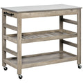 Kitchen Cart, Rolling Kitchen Island Utility Trolley with Stainless Steel Top