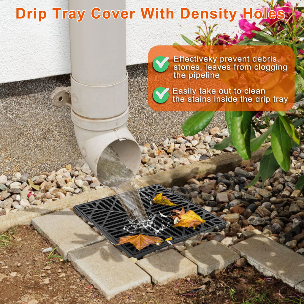 2Pcs Gutter Downspout Extension Low Profile No Deep Digging Catch Basin Downspout Extender With 4.9FT Flexible Extendable Hose For House Foundation Protection