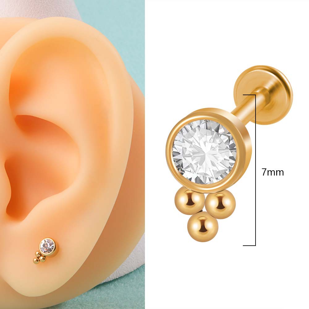 Gemstone Triangle Lip Ring Crystal Cluster Piercing Earrings