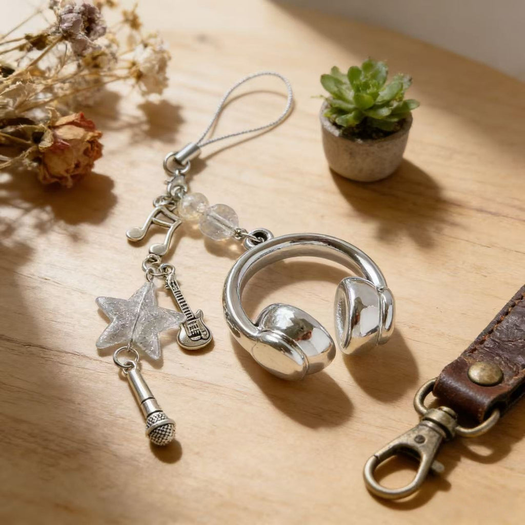 Creative Instagram-style Music Earphone-shaped Phone Charm Backpack Pendant And Keychain