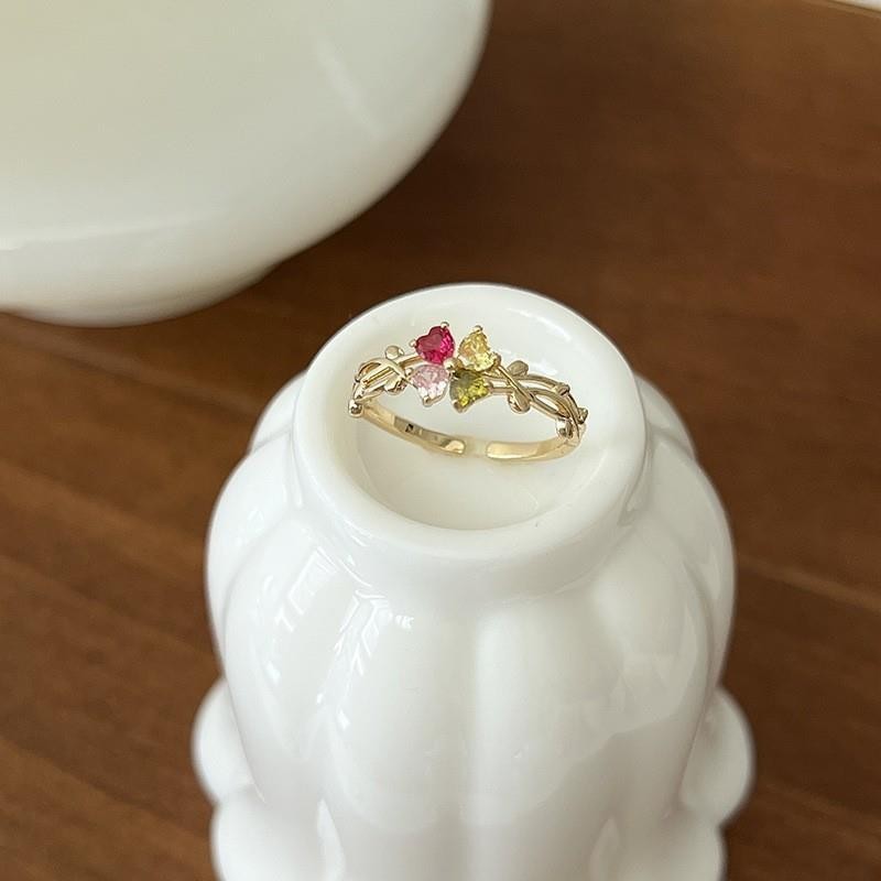 Fade Resistant Silver Plated Copper Ring Mid-Ancient Style Zircon Finger Ring