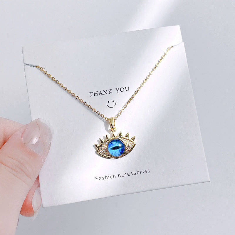 Evil Eye Hamsa Hand Necklace For Women, Protection Amulet Pendant With Titanium Steel