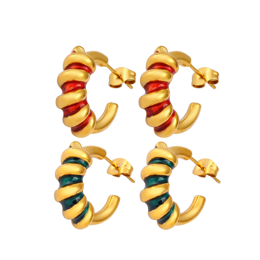 316 Stainless Steel Stud Earrings  Exaggerated Design Minimalist Fashion Ear Jewelry For Women