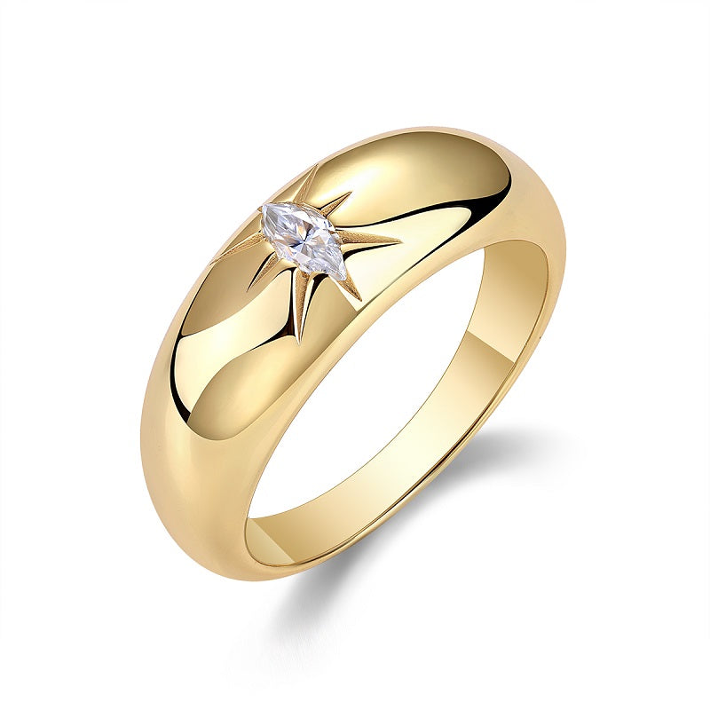 1Eight-prong Radiance - A Fashionable And Luxurious Jewelry Piece Set With Moissanite S925 Sterling Silver And Gold-plated Diamond Prohibit TikTok sales