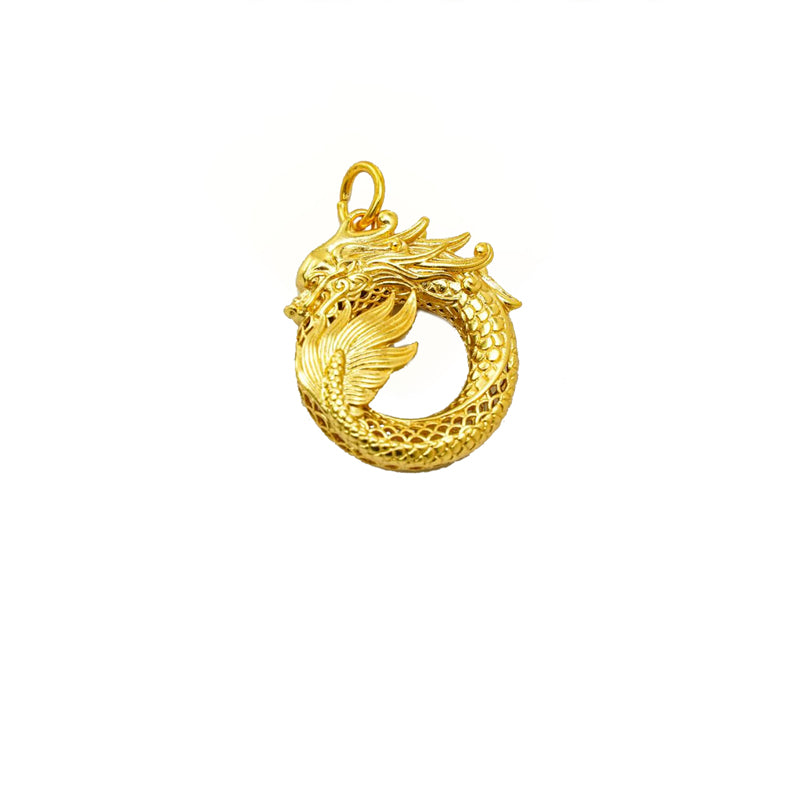 24k Gold Jewelry,Necklace Ouroboros Dragon Eating Its Own Tail Ancient Symbol Of Infinity Double Sided Pendant Necklace