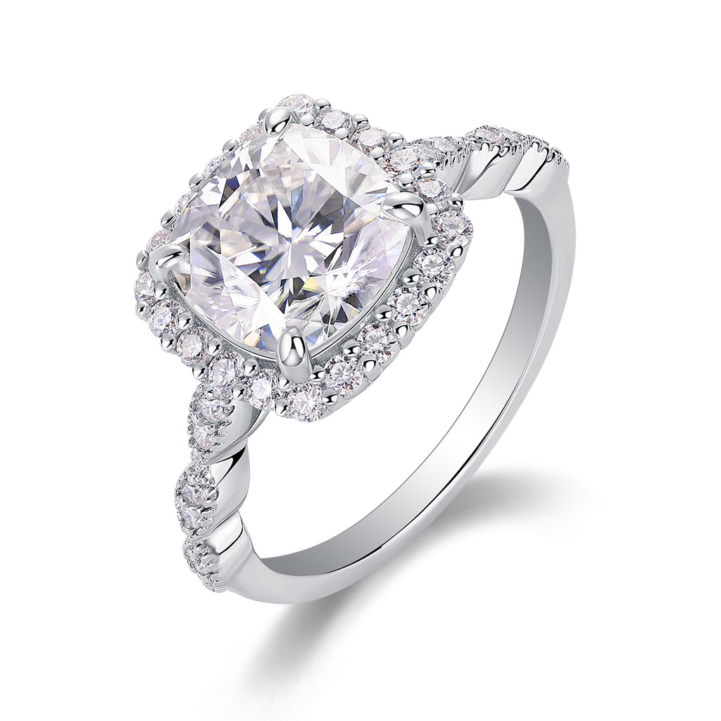 1Gorgeous Square Diamond - Set With Moissan S925 Sterling Silver And Platinum-plated Diamond Ring, Fashionable Diamond Jewelry Prohibit TikTok sales