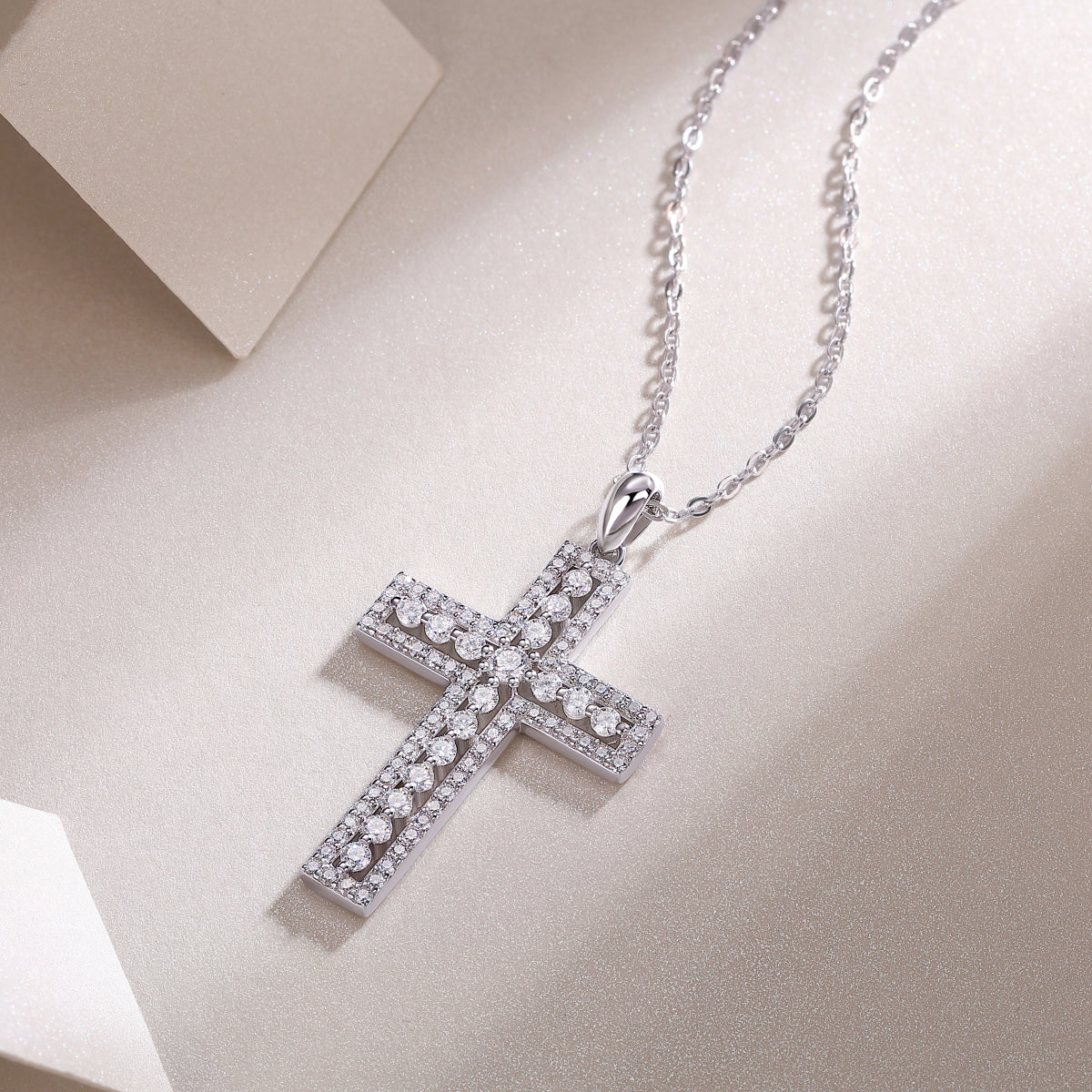 1Shelter - Fashionable Jewelry Pendant Set With Moissanite S925 Sterling Silver And Platinum-plated Cross Diamond, Moissanite Silver Jewelry Prohibit TikTok sales