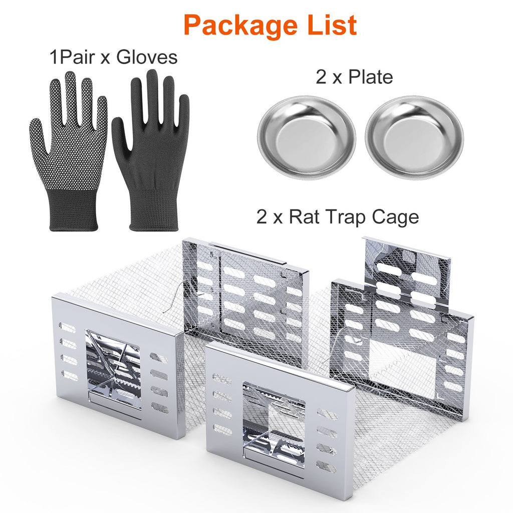 2Pcs Humane Rat Trap Catch And Release Live Mouse Cage Traps With Automatic Continuous Cycle Trapping For Chipmunk Rodent Mouse Small Animals