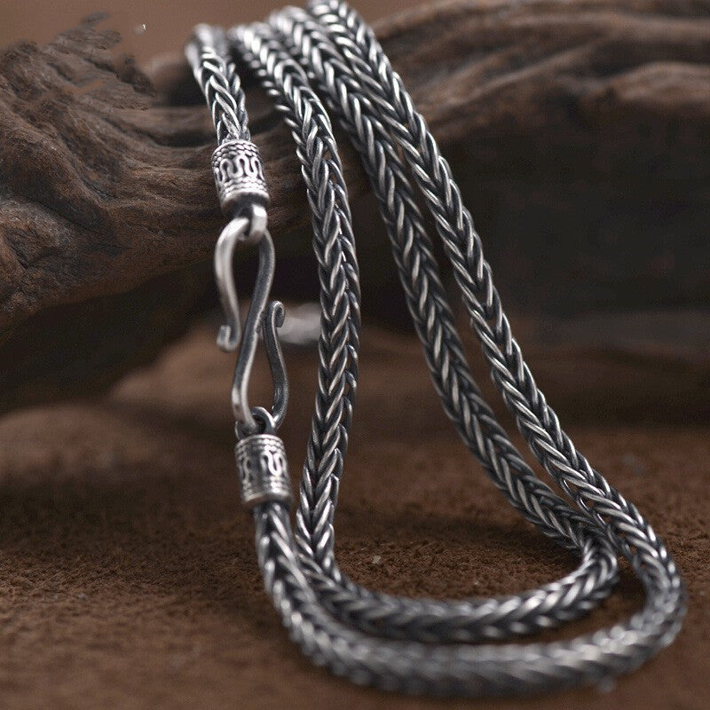 Men's Necklace Snake Bones Chain Handmade Weave Vintage
