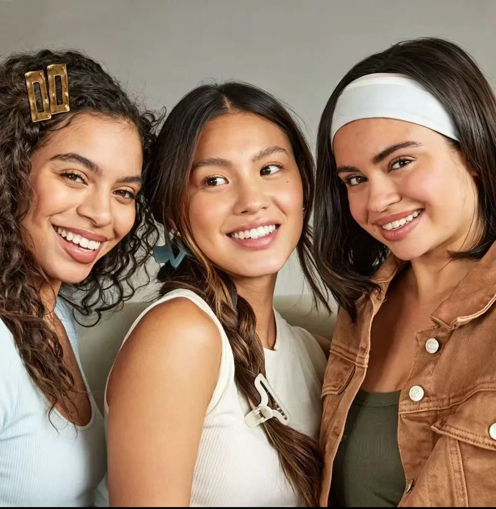 No Damage Stretch Fabric Headbands - Black/White/Grays - All Hair - 5pcs: Hair Styling, Securing Hair