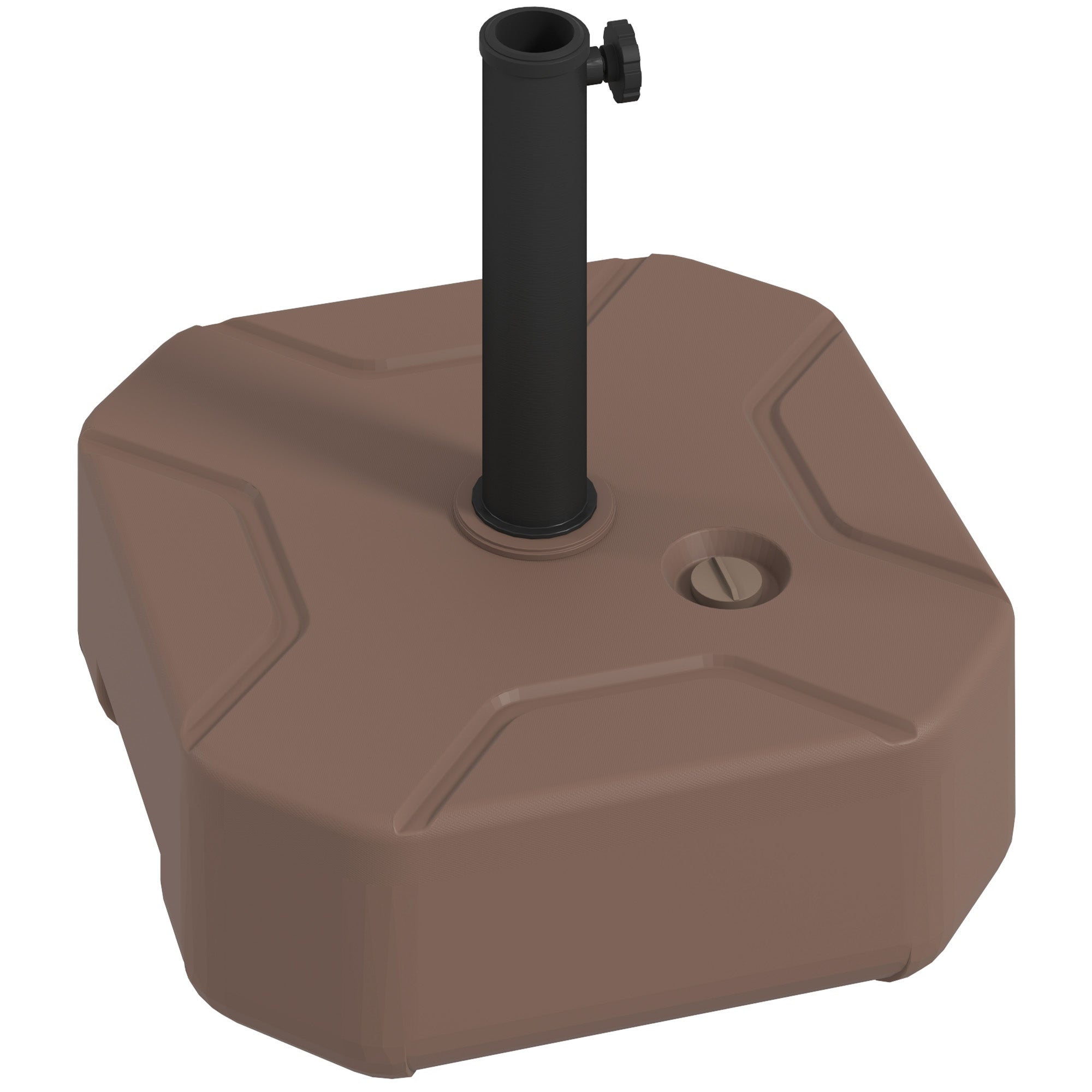 Square Patio Umbrella Base Holder, Heavy Duty Outdoor Umbrella Stand Base, Filled Up To 55lbs With Stand Or 44lbs With Water For Garden, Poolside, Brown