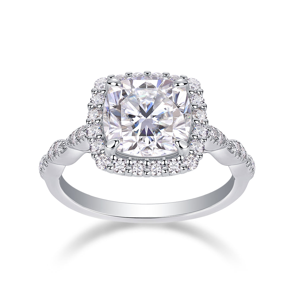 1Gorgeous Square Diamond - Set With Moissan S925 Sterling Silver And Platinum-plated Diamond Ring, Fashionable Diamond Jewelry Prohibit TikTok sales