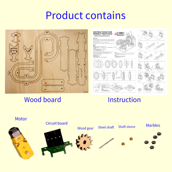 Electric 3D Wooden Puzzles Marble Run Model Kits Brain Teaser Puzzle DIY Handmade Christmas Gift(Without Battery)