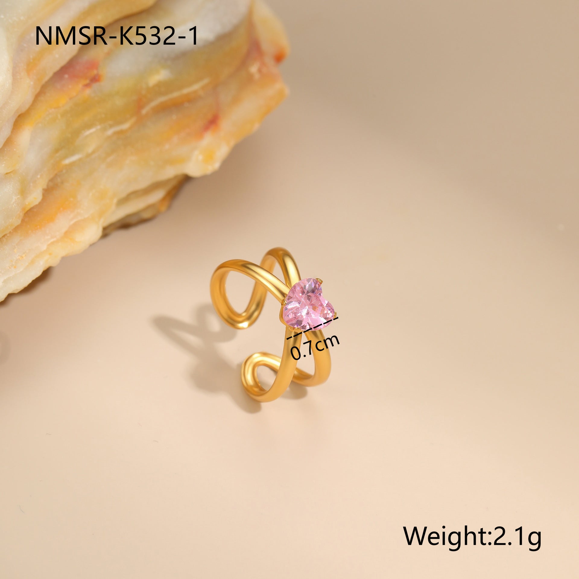 Geometric Stainless Steel Zircon Ring For Women
