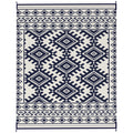 Reversible Outdoor Rug, Waterproof Plastic Straw With Carry Bag, 8 X 10, Blue  White Rhombus Border