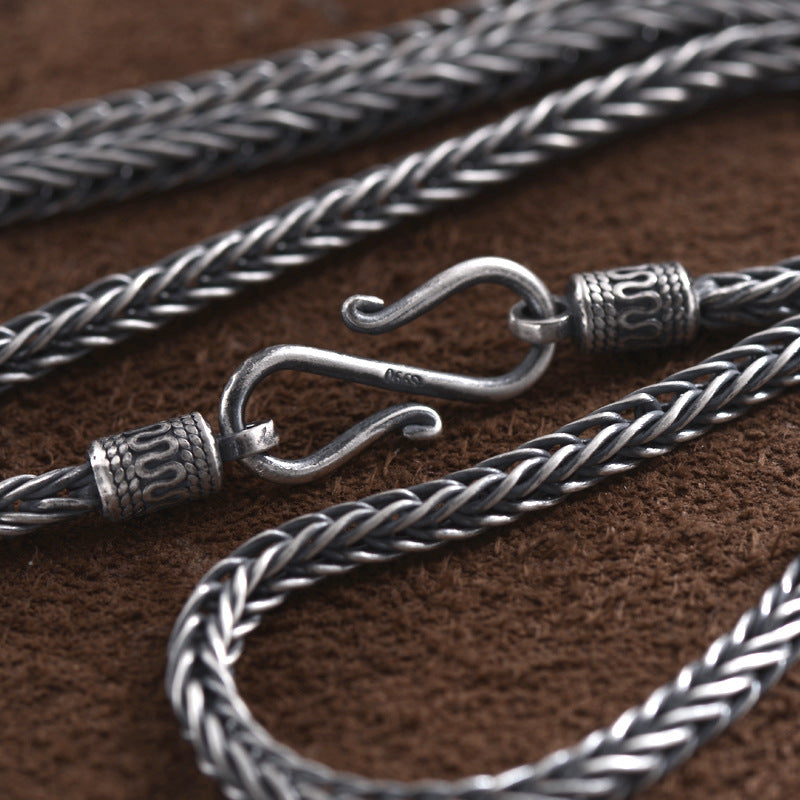 Men's Necklace Snake Bones Chain Handmade Weave Vintage