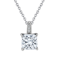 925 Sterling Silver Elegant Square-Cut CZ Pendant Necklace
