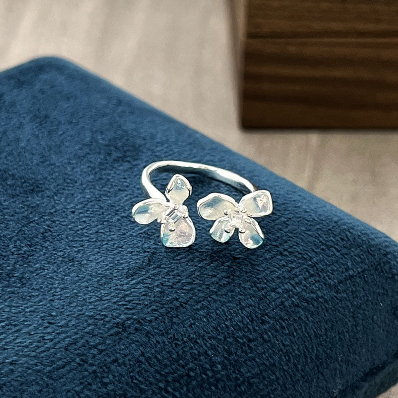 Star Blue Flower Island Ice Blue Gradient Butterfly Flower Ring