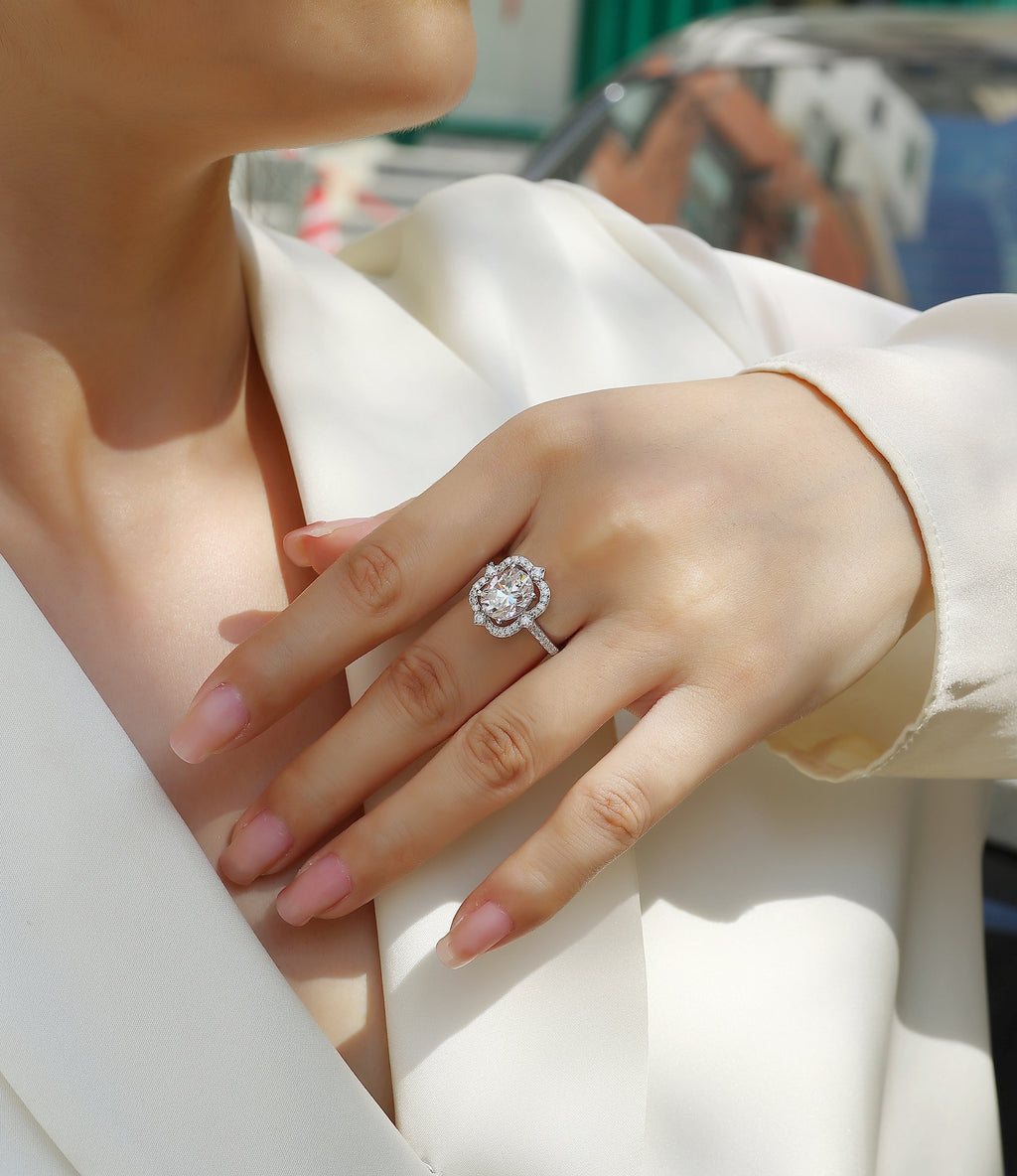 1Camellia - A Fashionable Jewelry Ring Set With Moissanite S925 Sterling Silver And Gold-plated Diamond Prohibit TikTok sales