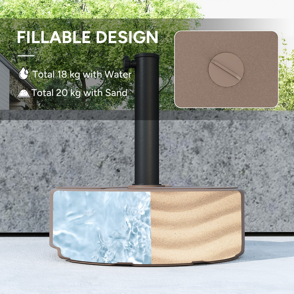 Round Patio Umbrella Base Holder, Heavy Duty Outdoor Umbrella Stand Base, Filled Up To 44lbs With Stand Or 40lbs With Water For Garden, Poolside, Brown