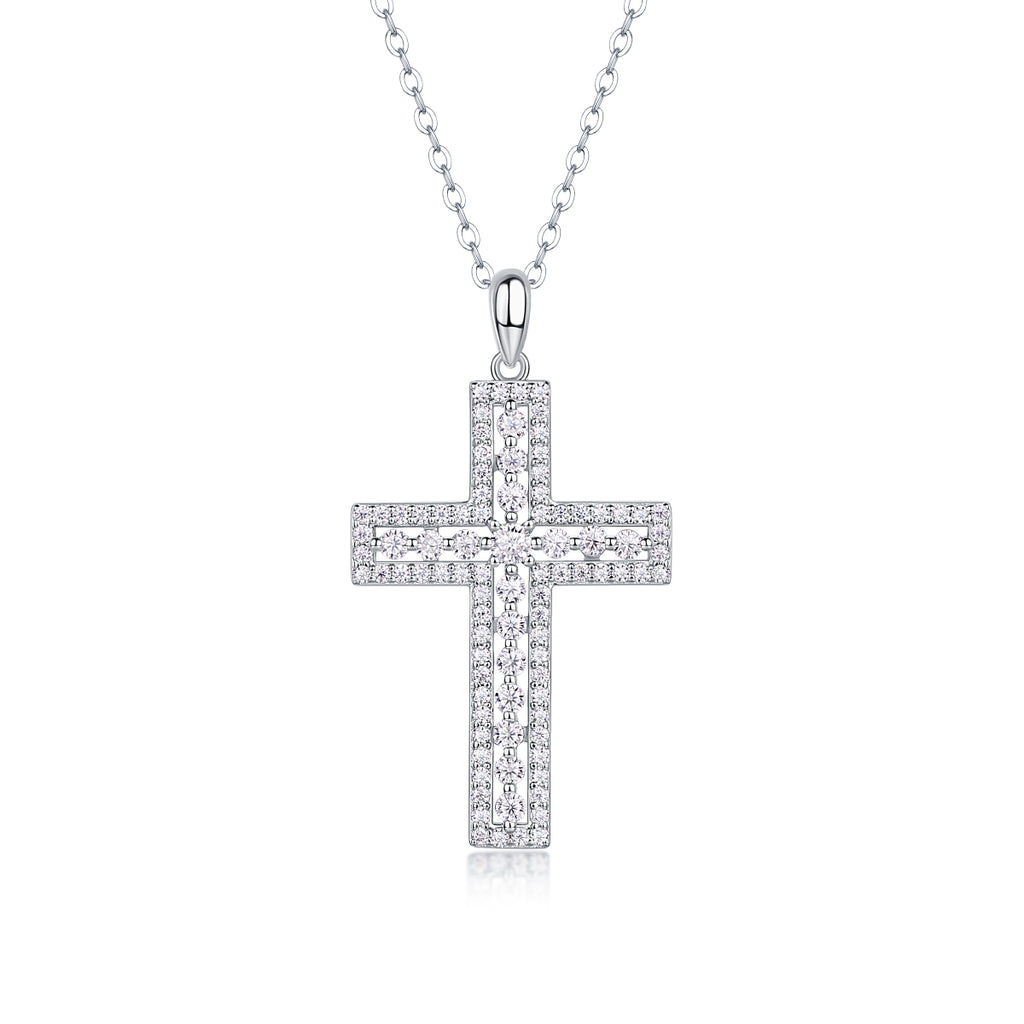 1Shelter - Fashionable Jewelry Pendant Set With Moissanite S925 Sterling Silver And Platinum-plated Cross Diamond, Moissanite Silver Jewelry Prohibit TikTok sales