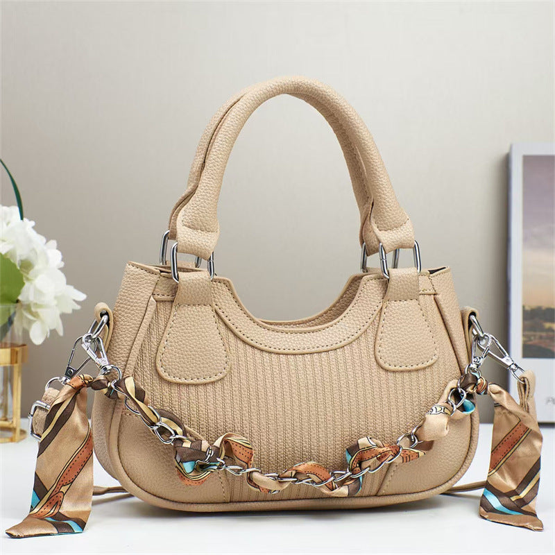 Elegant Braided Chain Handbag - Luxury Handmade Women's Crossbody Bag High-End Shoulder Bag With Polyester Lining