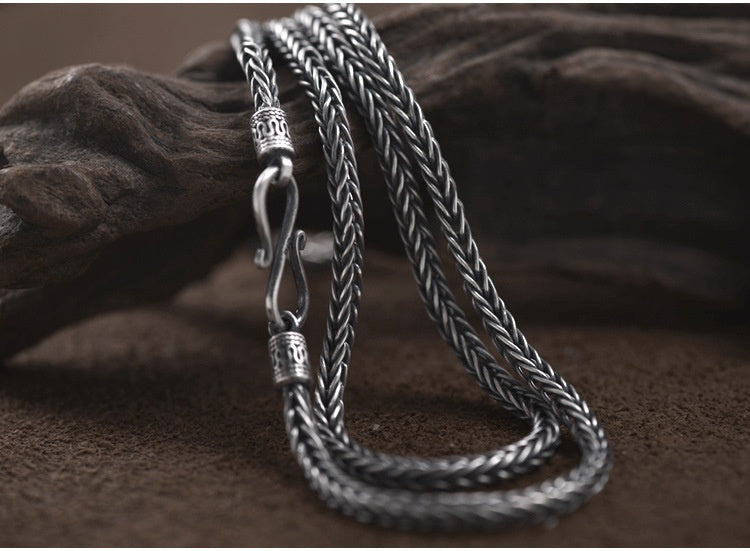 Men's Necklace Snake Bones Chain Handmade Weave Vintage