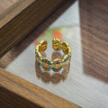 Retro Luxury Enamel Lotus, Auspicious Cloud, Butterfly & Gourd Open Ring, Style Niche Finger Ring For Women