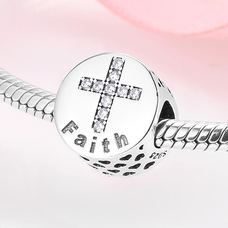 S925 Sterling Silver Beads Round Quality English Series Beaded Charm Handmade DIY Accessories Scattered Silver Jewelry